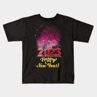 2023 Happy New Year!, PINK Fire work Celebration Kids T-Shirt